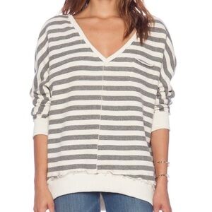 Chaser V-Neck Oversized Striped Pullover Sweater